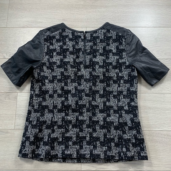 Classiques Entier Leather Wool Short Sleeve Top Black Multi Print - Picture 2 of 10